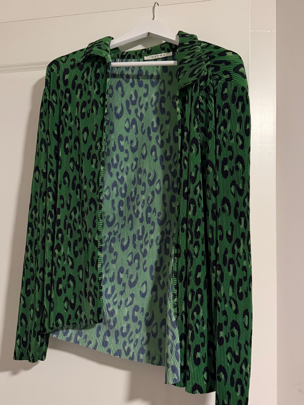 Cyrus Green and Black Leopard Print Blouse 1X